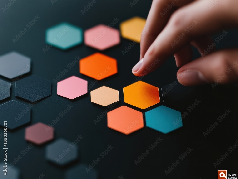 Aufkleber Immersive Digital Transformation Minimalist Hexagonal UX Design Showcasing Interactive Data Connectivity and Strategic Business Intelligence for Next-Gen Enterprise Solutions