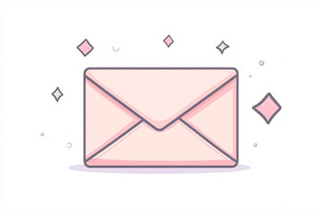 pink envelope illustration with minimal and decorative design, cute message or letter symbol with confetti, floral or sparkle background, ideal for communication or romantic themes