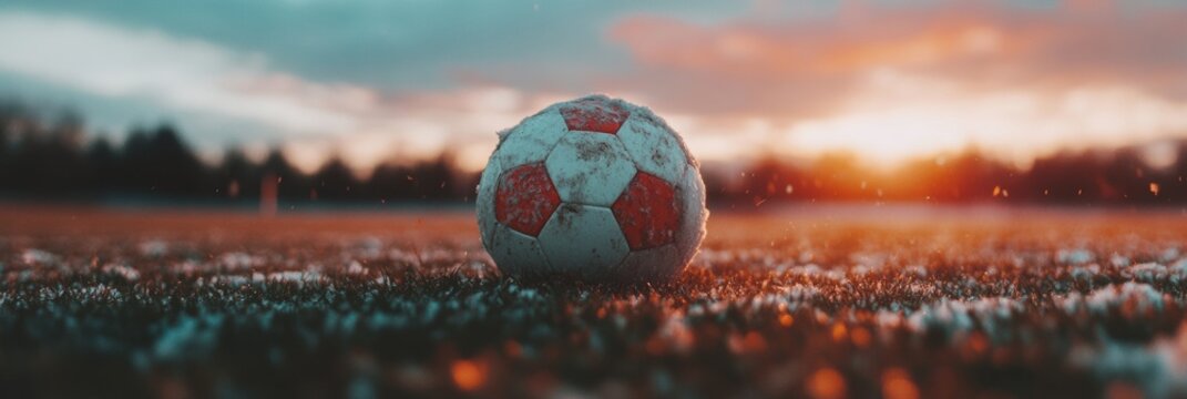Epic Soccer Moment Cinematic Sunset Football Narrative Capturing Intense Athletic Spirit and Immersive Sports Storytelling in High-Resolution Dynamic Landscape