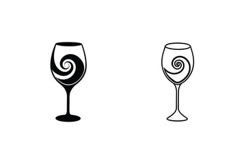 Wine Glass Designs Spiral Wave Abstract Art Illustrations