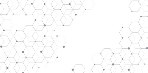 Hexagonal Molecular structure abstract tech network pattern. abstract geometric hexagon with connecting dots and lines. connecting Medical science, technology concept background Vector illustration.	