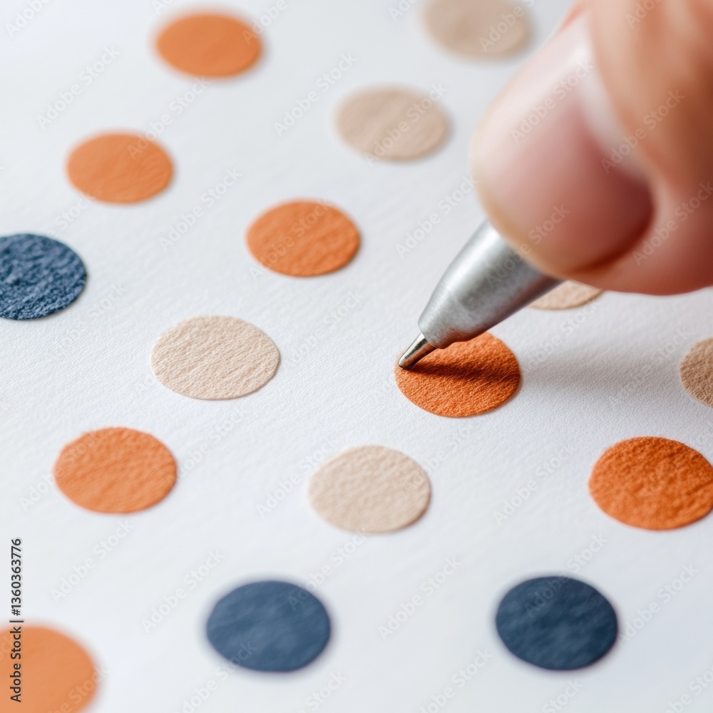Aufkleber Minimalist Color Palette Design Precision Micro-Interaction of Creative Professional Selecting Textural Dot Elements for Innovative Visual Branding Strategy