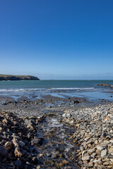 Abereiddy beach on the Pembrokeshire coast, on a sunny early spring day