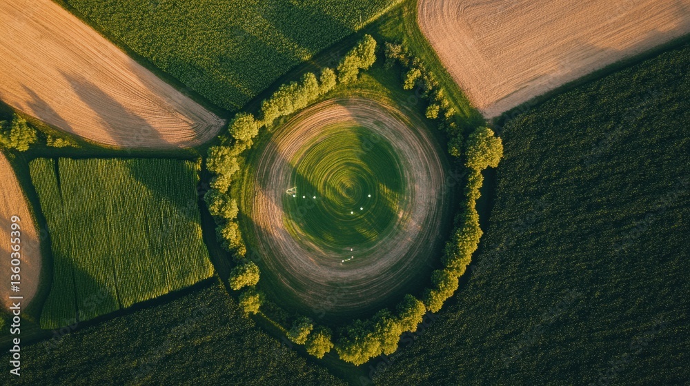 Leinwandbilder Regenerative AgriTech Visualization Precision Mapping of Sustainable Crop Circles with Drone-Enabled Geospatial Analytics for Climate-Smart Agricultural Innovation