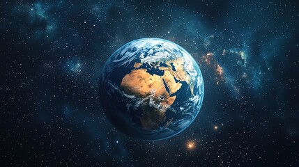 The Earth against a background of stars and nebulae, representing the beauty and vastness of the universe.