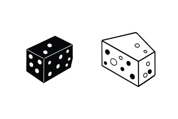 Cheese Icons Block, Wedge, Dairy, Food, Graphic, Design, Black, White, Illustration, Vector