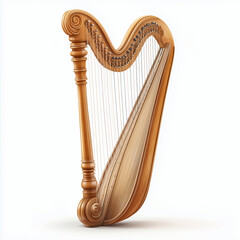 Elegant Harp Performance: A Classical Stringed Instrument in Symphony Concerts - Traditional Handcrafted Wood Design