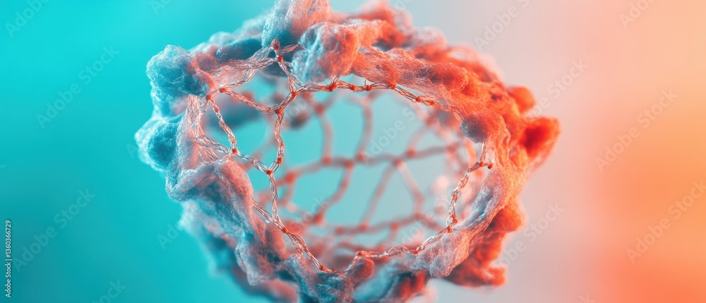 Poster biomimetic network visualization hyperconnected organic structure in vibrant teal and coral - innova
