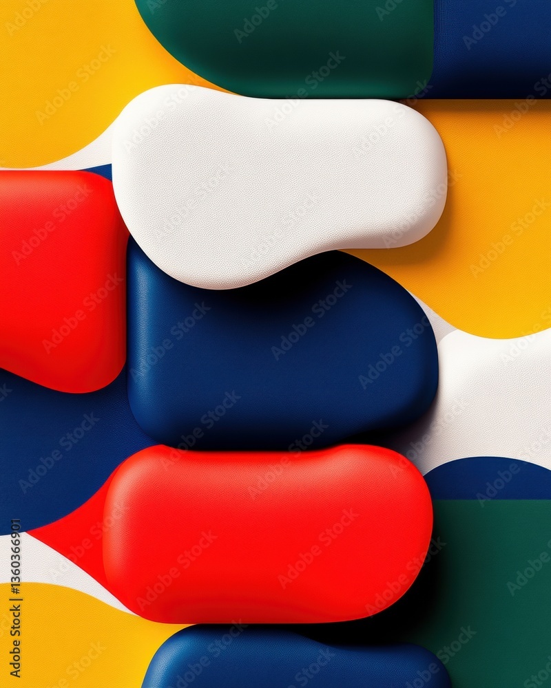 Aufkleber fluid form design modern minimalist abstract shapes in bold color palette - innovative digital brand