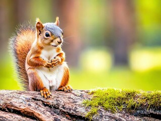 Squirrel on log,  nature
