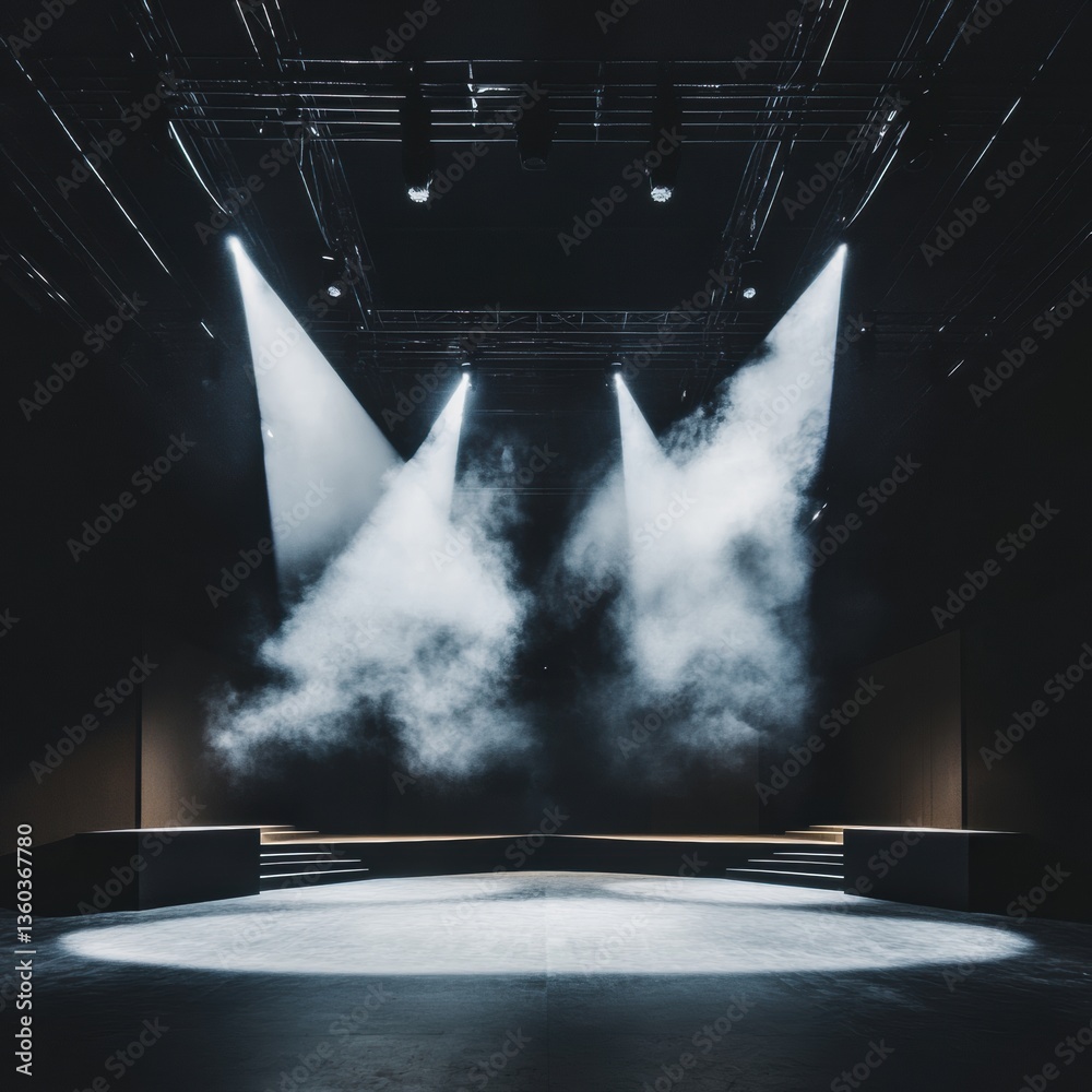 Aufkleber immersive event production cinematic stage design with dynamic lighting and atmospheric smoke - next