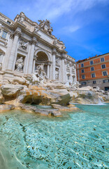 View of Trevi Fountain in Rome, Italy.