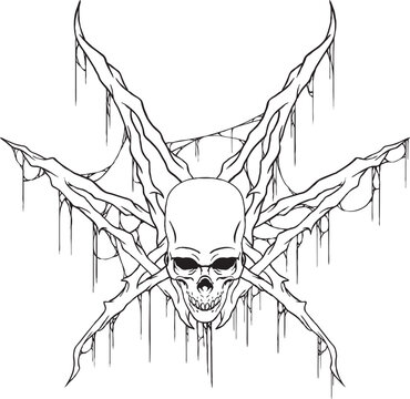 dark skull, bone icon can be printed as a tattoo
