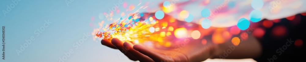 Poster Immersive Digital Transformation Vibrant Energy Visualization with Glowing Particle Streams - Innovative Tech Empowerment and Creative Potential Unleashed