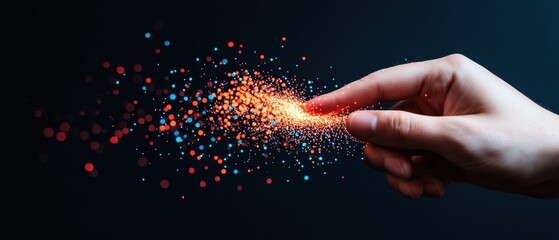 Digital Transformation Unleashed Interactive Fintech Innovation with Particle Data Flow - Cutting-Edge Visual Metaphor for Technological Disruption and Immersive Business Intelligence