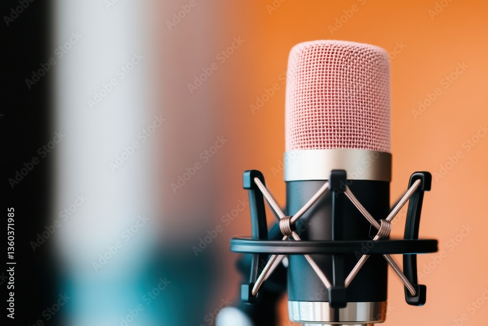 Aufkleber Immersive Audio Storytelling Pro Condenser Microphone in Gradient Studio Setting - Next-Gen Content Creation for Digital Creators and Podcasting Innovators