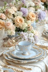 Elegant floral table setting.