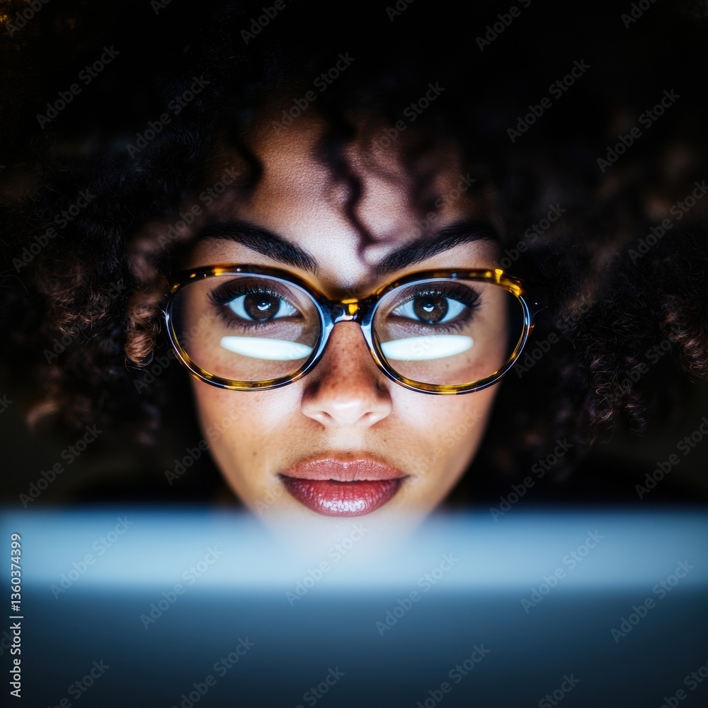 Leinwandbilder mindful digital focus empowered gen z professional in tortoiseshell glasses illuminating innovative 