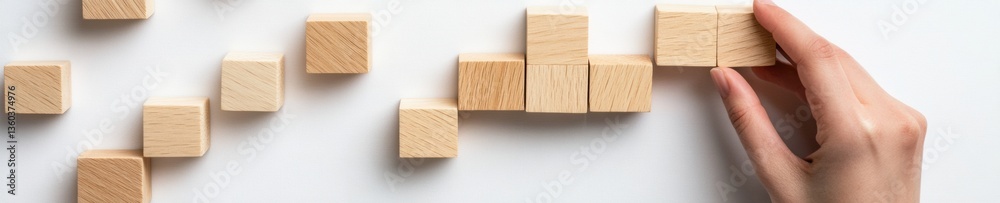 Poster minimalist brand architecture tactile wooden block storytelling for strategic marketing visualizatio