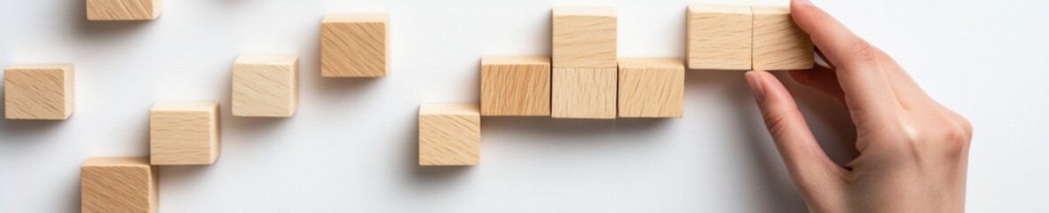 Minimalist Brand Architecture Tactile Wooden Block Storytelling for Strategic Marketing Visualization - Creative Conceptual Design in Adaptive Business Communication