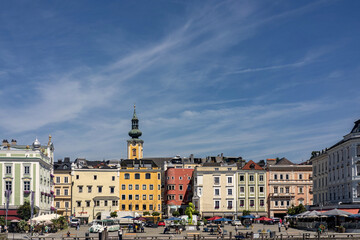 Fototapeta premium Summer holiday in Gmunden Austia, lake, mountains, yachts