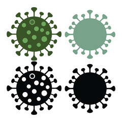 Virus Icon Set Representing Infection and Disease