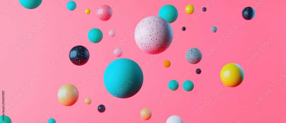 Poster Dynamic Geometric Spheres Vibrant Motion Graphics Poster with Millennial Color Palette for Digital Branding and Creative Marketing Visuals