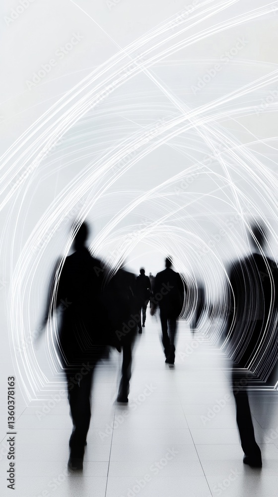 Aufkleber Liminal Transit Blurred Digital Identity and Motion Dynamics in Urban Surveillance - Next-Gen Security Visualization for AI-Driven Mobility Experiences