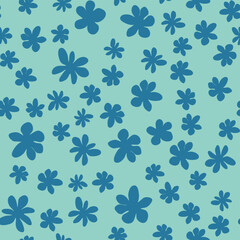 Fototapeta premium Decorative seamless vintage pattern in classic style with small flowers, ditsy. Silhouettes of flowers, Two-color ornament in pastel colors, wedding
