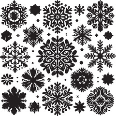 snowflake silhouettes  vector white background