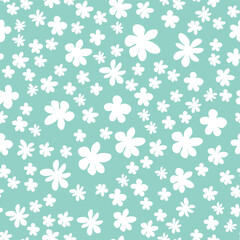 Decorative seamless vintage pattern in classic style with small flowers, ditsy. Silhouettes of flowers, Two-color ornament in pastel colors, wedding