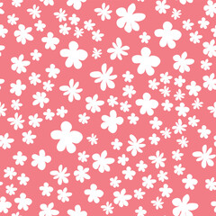 Decorative seamless vintage pattern in classic style with small flowers, ditsy. Silhouettes of flowers, Two-color ornament in pastel colors, wedding