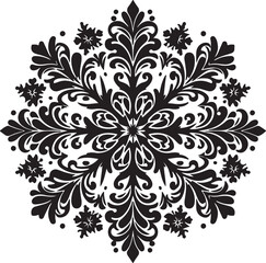 snowflake silhouettes  vector white background