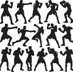  boxxing silhouettes  vector white background