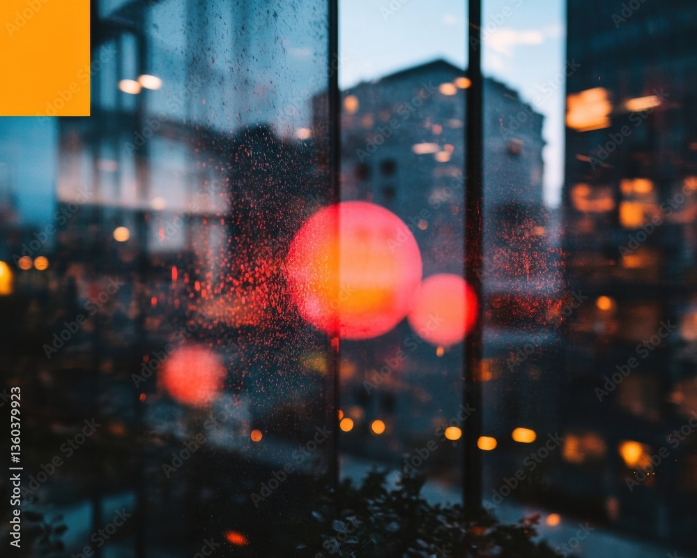 Aufkleber urban luminescence atmospheric bokeh cityscape exploring emotional depth in modern urban design and 