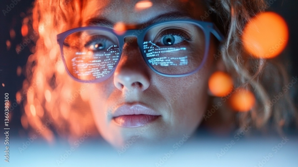 Poster Immersive Digital Learning Revolution Gen Z Tech Professional Experiencing Augmented Reality Insights with Cutting-Edge Visualization and Innovative Cognitive Interface