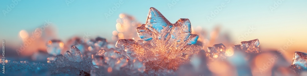 Poster crystalline winter wonderland ethereal snowflake macro capturing delicate ice formations for seasona