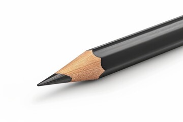 Close-up of a sharpened black pencil resting on a clean surface