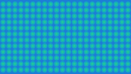 Abstract blue and green pattern illustration, repeating geometric shapes, vibrant colors, background design