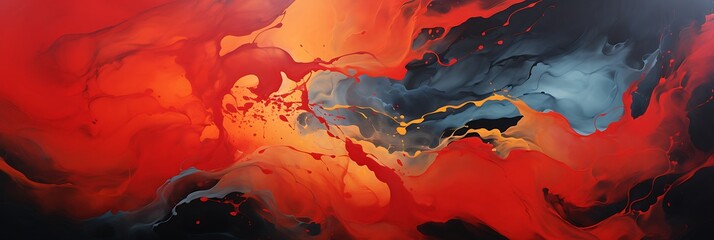 Fiery Abstract Art: An abstract artwork captivates with dynamic energy, its crimson and fiery hues swirling into a visual symphony