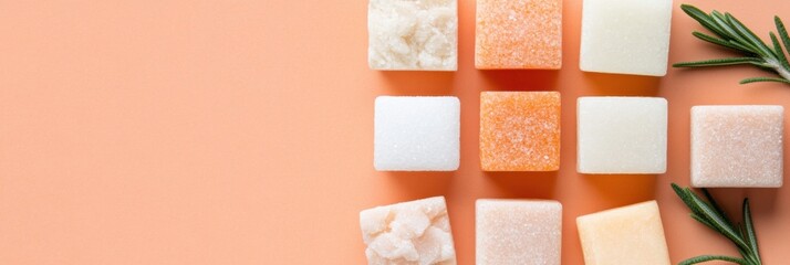 Minimalist Nutrition Geometry Artistic Sugar Cube Composition Revealing Modern Dietary Insights and Wellness Visualization for Health-Conscious Consumers
