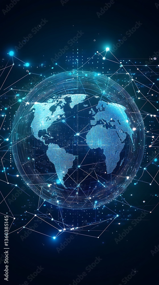 Fototapete Global Network Connections Digital World Technology Data Visualization Abstract Representation of Worldwide Interconnectivity