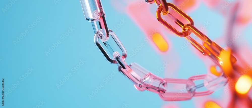 Poster Cybersecurity Blockchain Integration Transparent Digital Connectivity Visualized Through Gradient Translucent Chain Links Representing Secure Network Transformation
