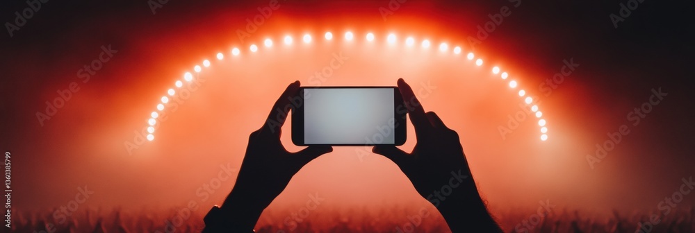 Poster digital collective experience gen z concert tech visualization with immersive smartphone capturing -
