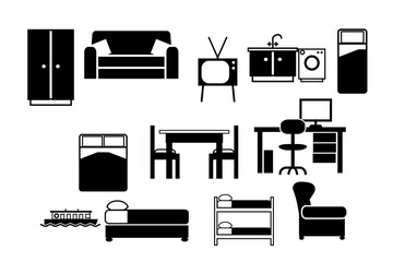 Furniture Vector Icons Set – Minimalist Interior Design Elements.
