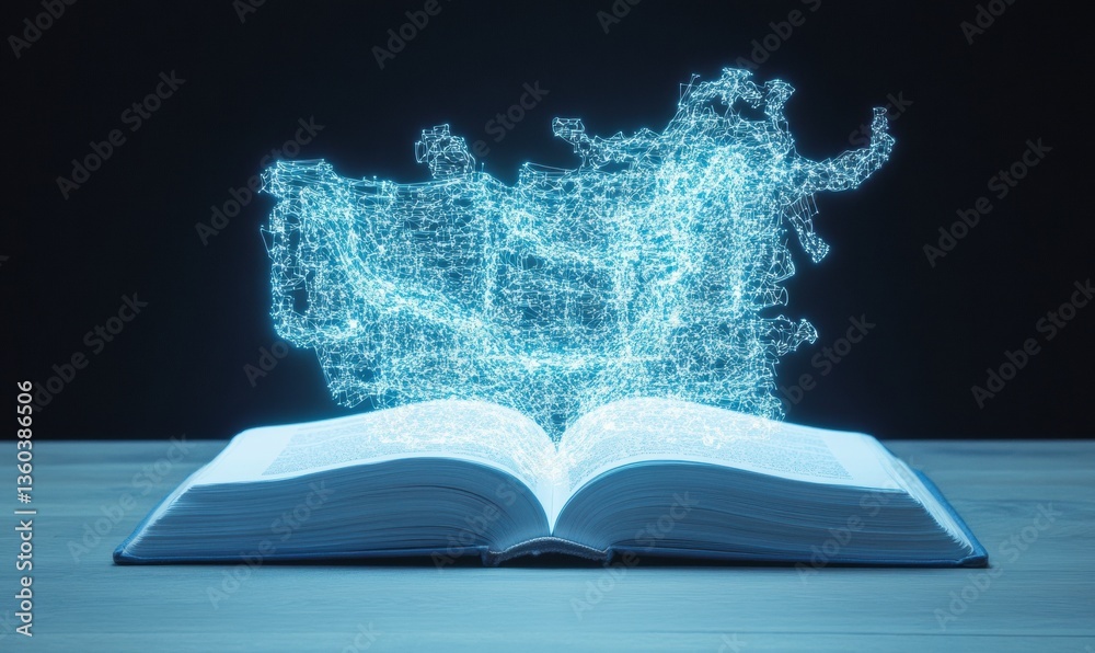 Poster metaverse learning revolution immersive digital cartography emerging from translucent book - next-ge