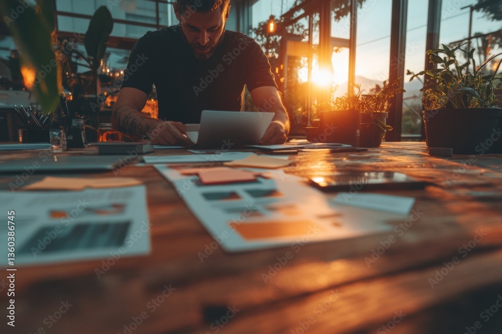 Poster golden hour productivity dynamic workspace strategy for next-gen professionals - americas day innova