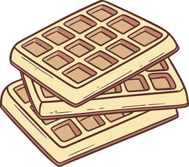 Golden Brown Waffles on Plate with Crispy Texture