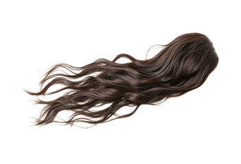 Flowing brown hair strands isolated on transparent background