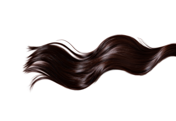 Long brown hair flowing isolated on transparent background